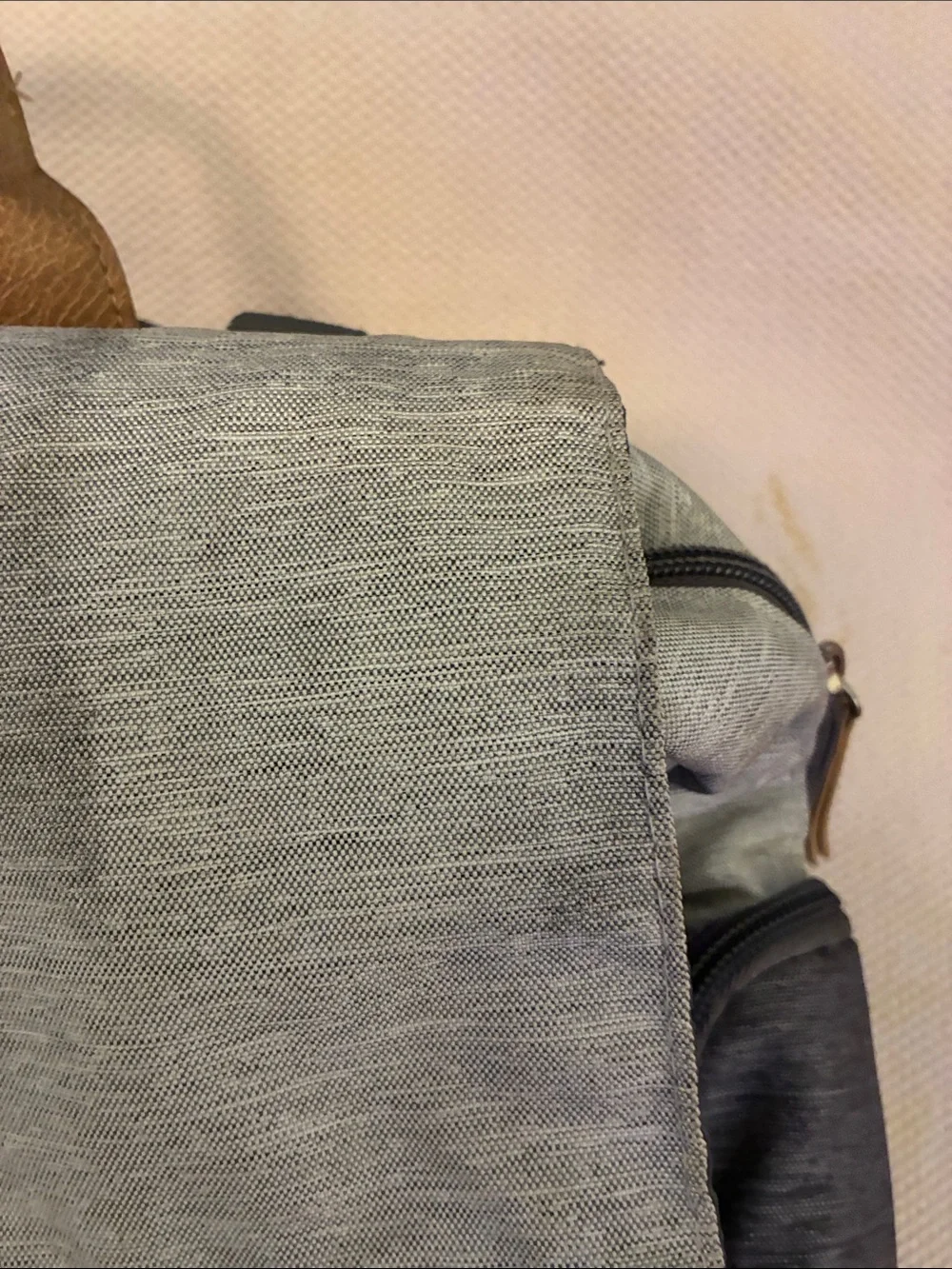 Eddie Bauer Cascade Canvas Two-Tone Gray & Cream DiaperBackpack w/ Tan Accents